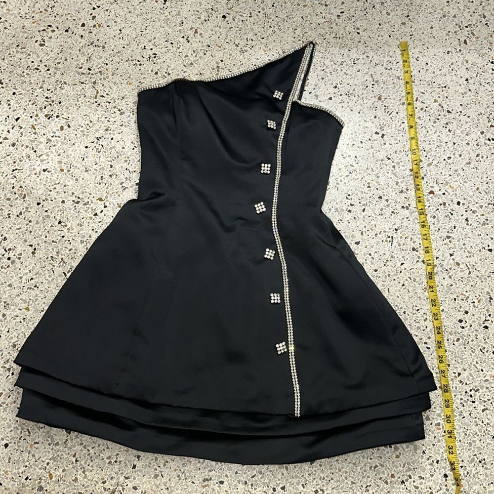 Vintage After Five Julie Duroche black silver rhinestone mini cocktail dress 8 - Picture 5 of 11